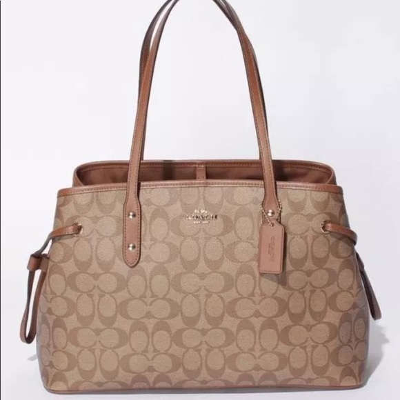 NWT COACH signature pvc drawstring Khaki tote bag - Picture 2 of 4